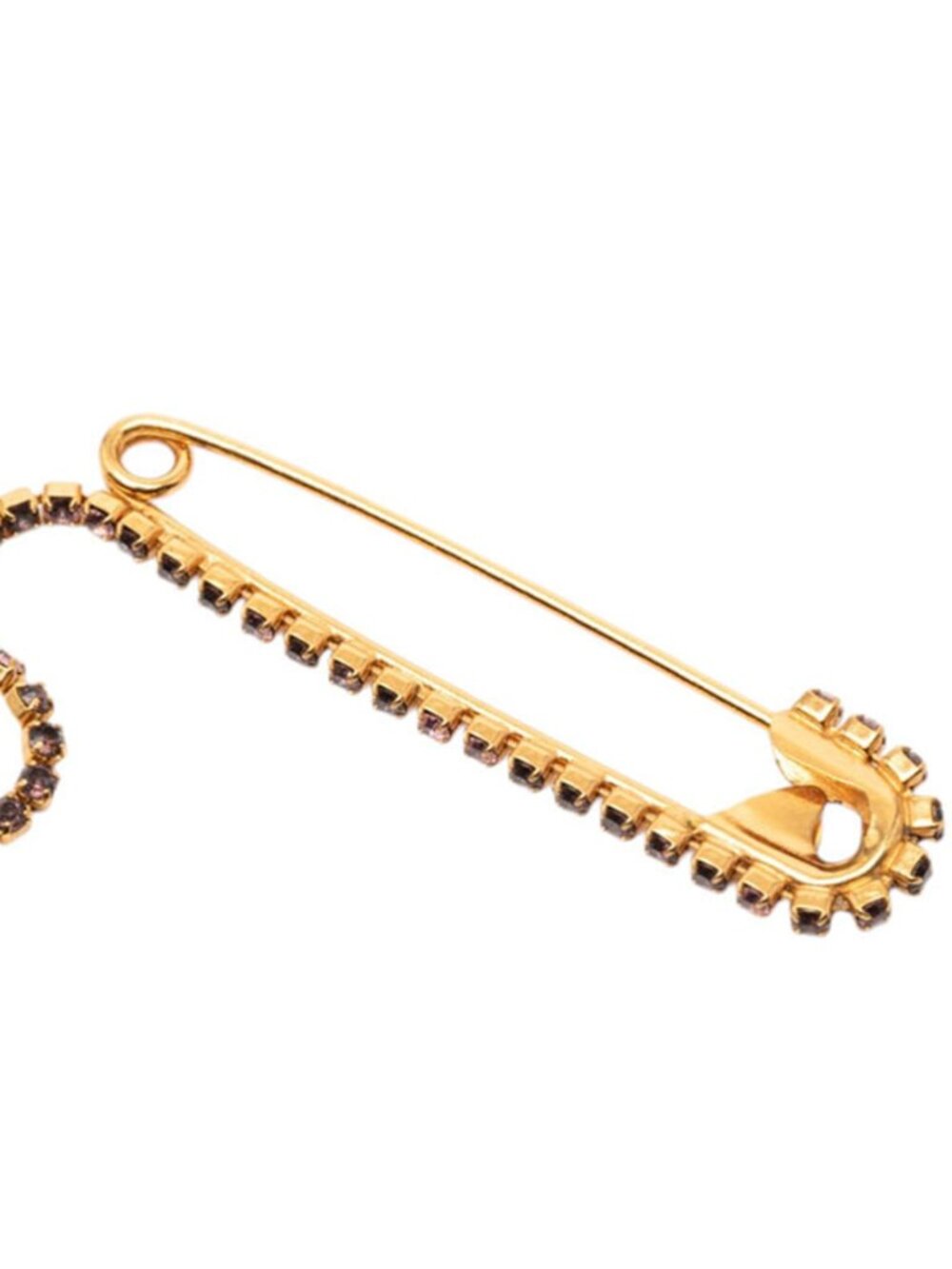 #133 Chanel Coco Mark Safety Pin Brooch 02P Gold Black Pink Plated Rhinestone